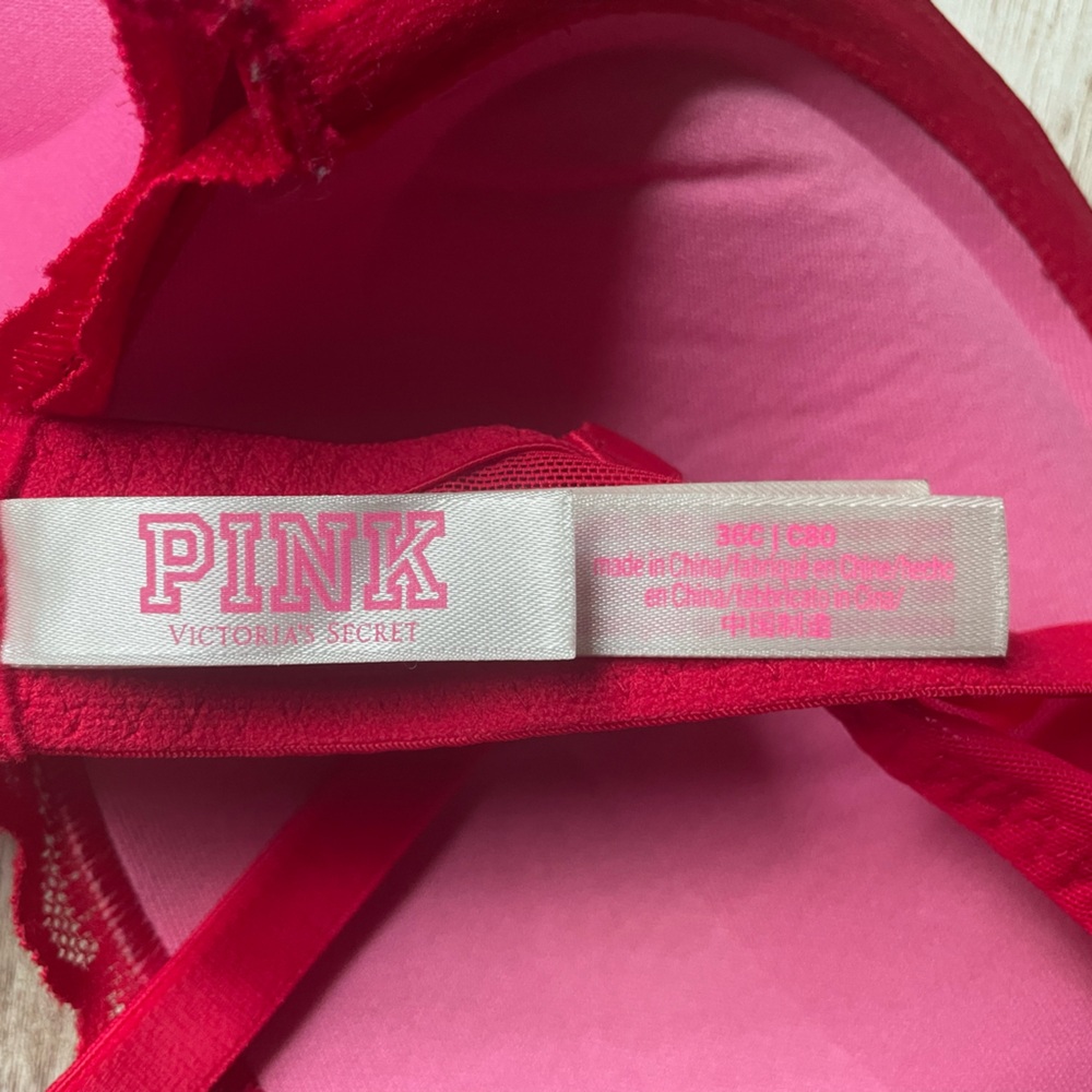 PINK VICTORIA'S SECRET DATE NIGHT PUSH UP BRA BLACK WITH WHITE LILLIES 36C - Picture 6 of 10